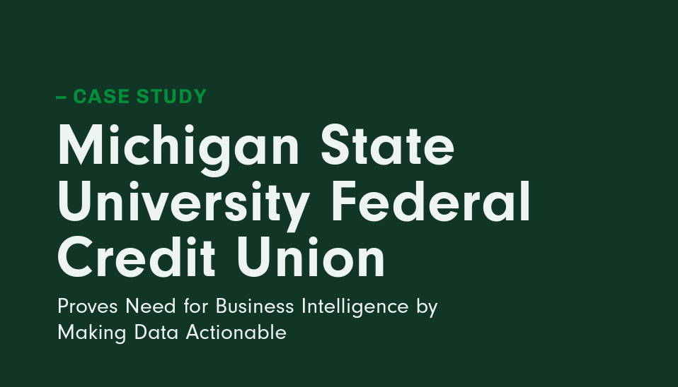 A case study headline for Michigan State University using business intelligence software.